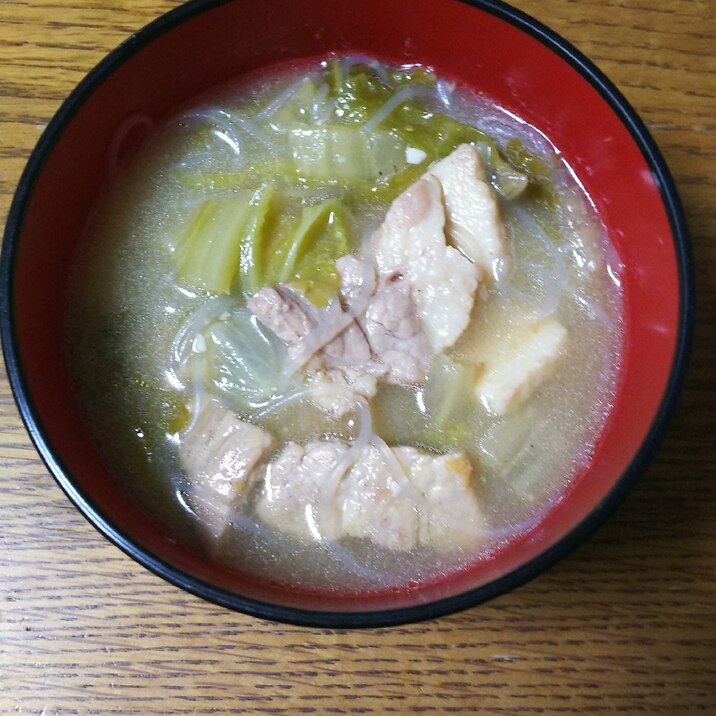 豚バラ、白菜、春雨のお味噌汁